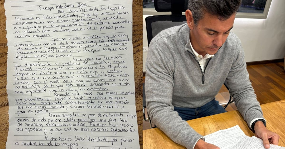 Carta de adulta mayor destaca impacto positivo de la Pensión Universal
